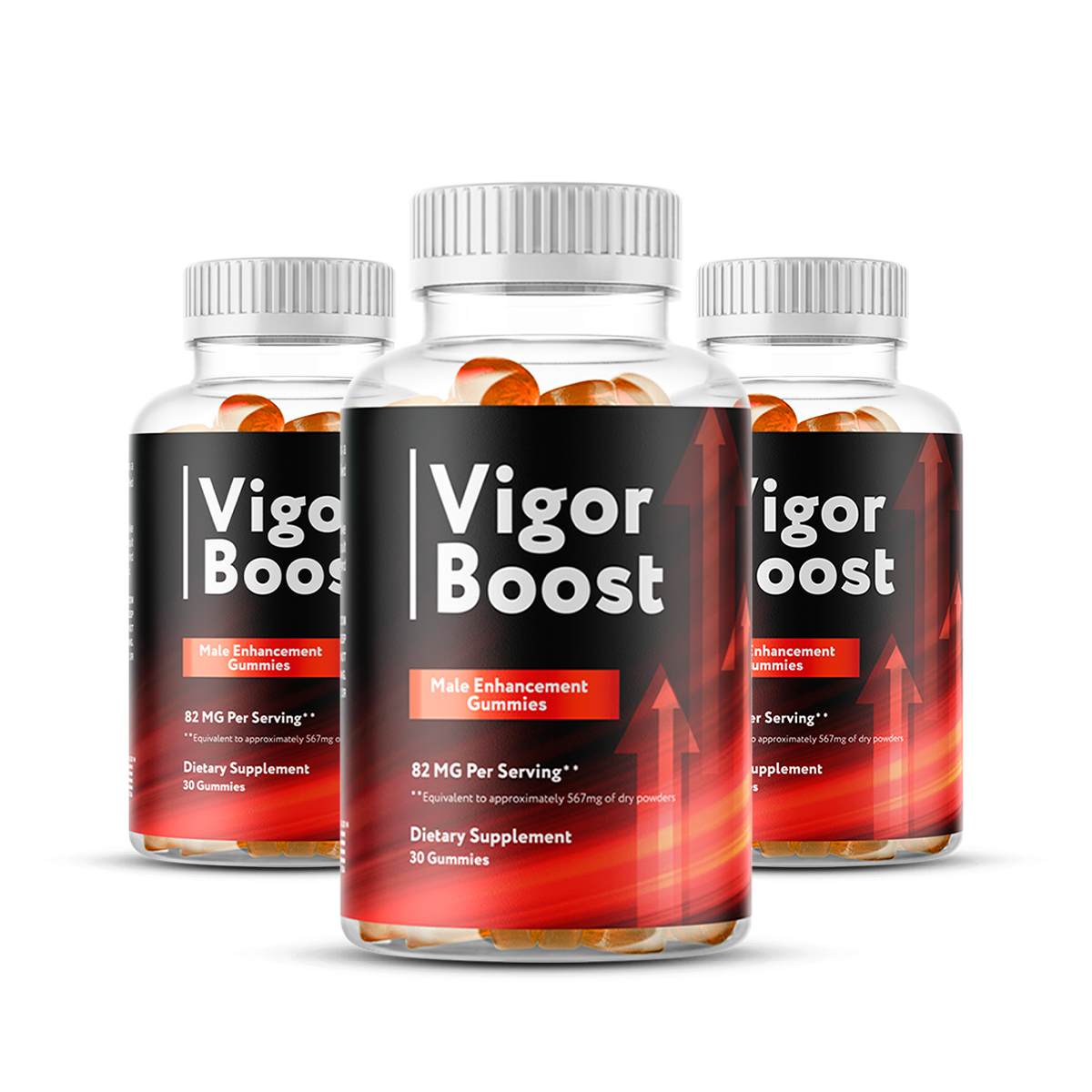 Three Vigor Boost Gummies bottles